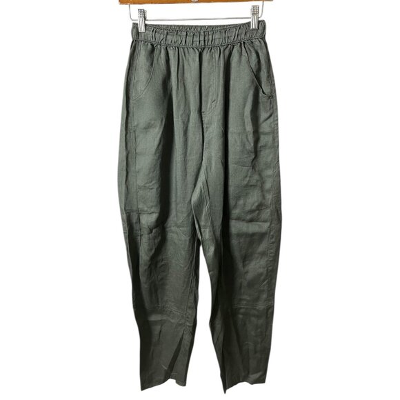 Luz Ballestero Womens Linen Pullon Pants Green S Lagenlook Minimalist Breathable - Picture 3 of 9